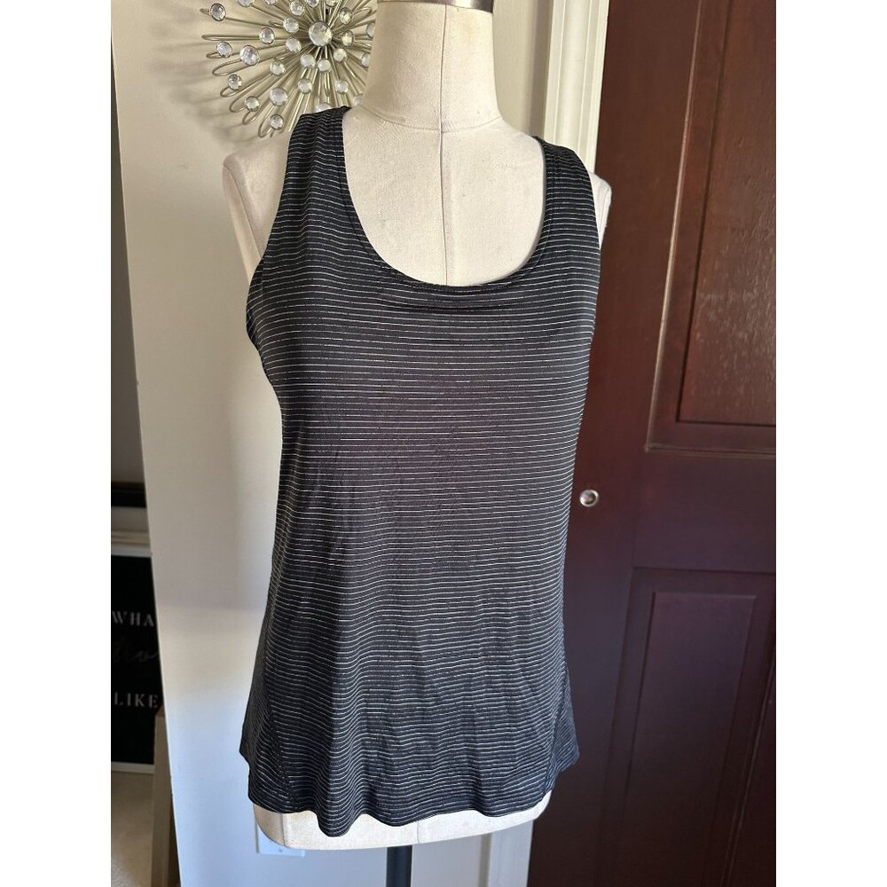 Skechers striped workout racerback tank with shelf bra and removable padding S